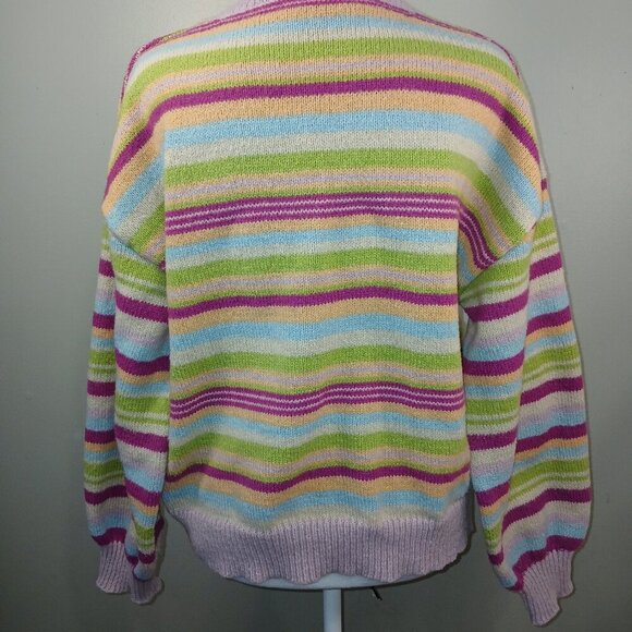 LE LIS COLLECTION VINTAGE CREW NECK STRIPPED SWEATER WOMENS SIZE SMALL - Picture 2 of 7